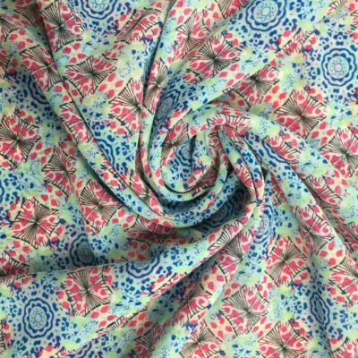 Georgette Fabric Pink Geometric Pattern