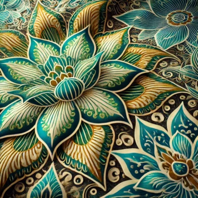 Indonesian Bali Batik Lotus Leaves